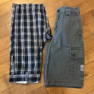 VANS Authentic shorts bundle 2 pairs plaid & gray age 12 years